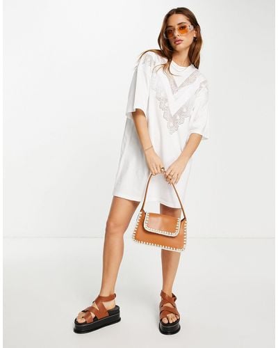 TOPSHOP Lace Oversized Tee - White