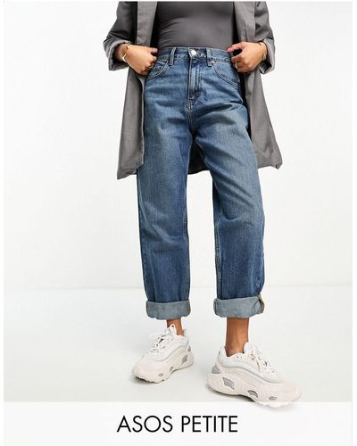 ASOS Asos Design Petite - Soepelvallende Mom Jeans - Blauw