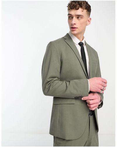 New Look Single Breasted Slim Suit Jacket - Green
