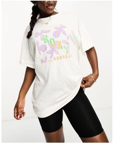 Roxy Sweet flowers - t-shirt oversize - Blanc