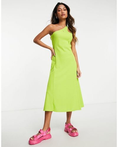 TOPSHOP Bold Asymmetric Midi Dress - Green