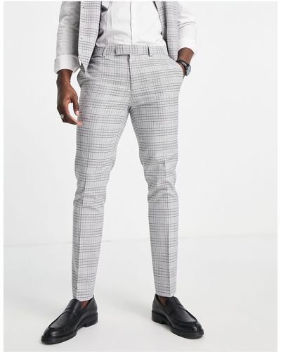 TOPMAN Skinny Check Suit Trousers - Grey
