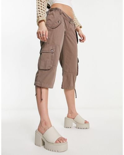 Jaded London Low Rise Cargo Shorts - Natural