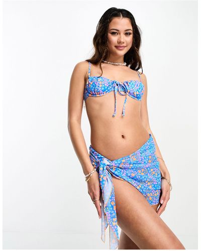 Kulani Kinis Mini Sarong Van Mesh - Blauw