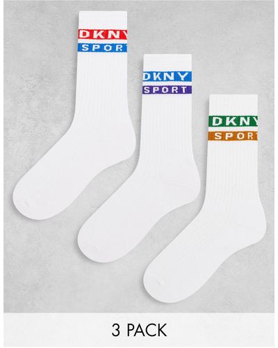 DKNY Morton 3 Pack Sports Socks - White