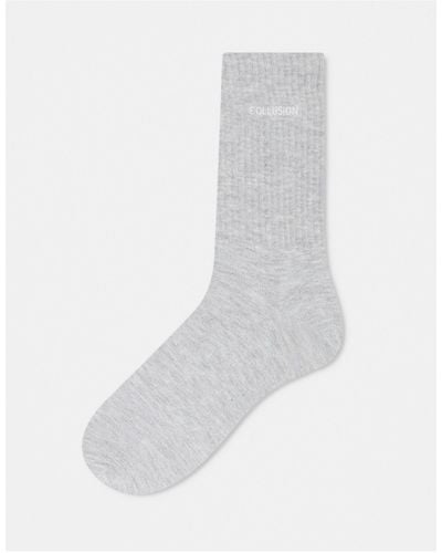Collusion Unisex Branded Socks - White