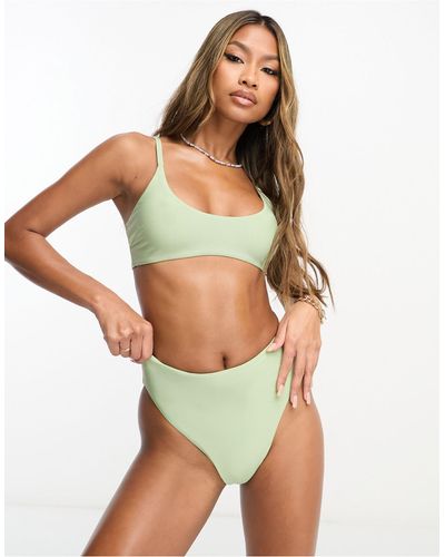 ASOS Mix and match - slip bikini a vita alta sgambati salvia - Verde
