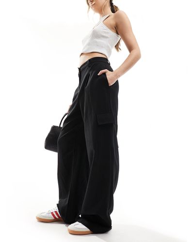 New Look Wide Leg Cargo Trousers - Black