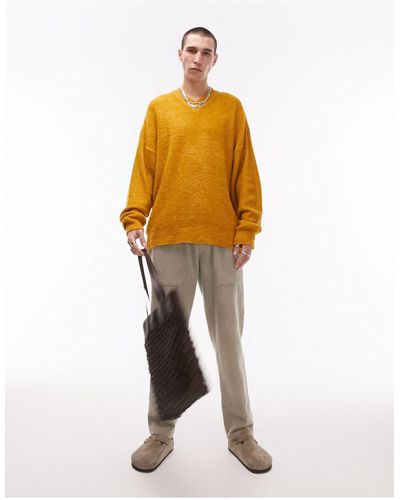 TOPMAN Pull en maille bouclée à col v - Métallisé