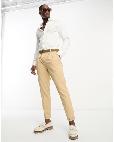 New Look Double Pleat Front Smart Trousers - Natural