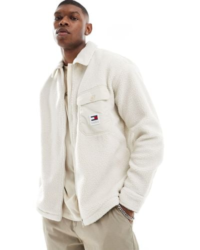 Tommy Hilfiger Solid Teddy Overshirt - Natural