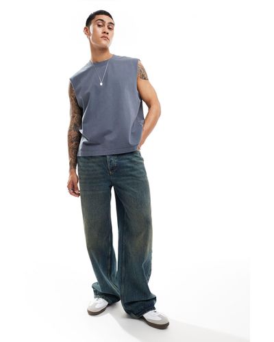 Abercrombie & Fitch Camiseta gris oscuro azulado sin mangas