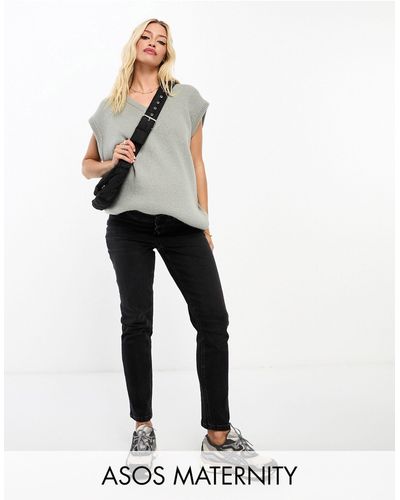 ASOS Asos design maternity – schmal geschnittene mom-jeans - Weiß