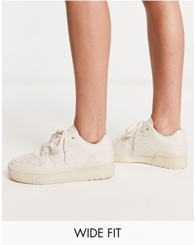 Truffle Collection Wide Fit Chunky Flatform Sneakers - White
