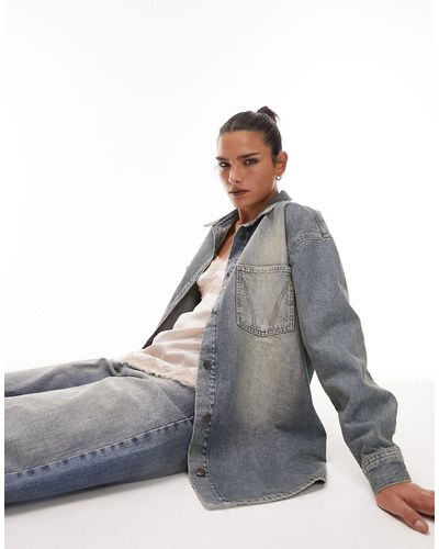 TOPSHOP Camicia giacca di jeans autentico - Grigio