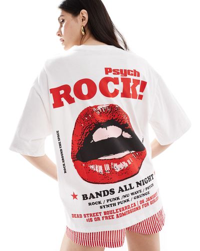 ASOS Oversized T-shirt With Psych Rock Band Lips Graphic - Red