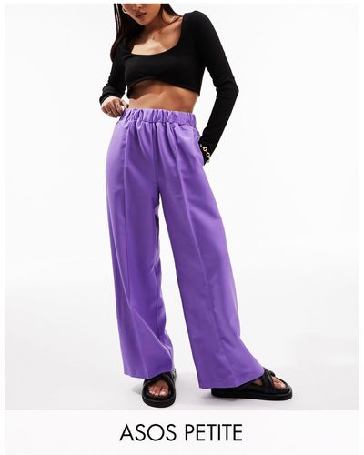 ASOS Asos Design Petite Elastic Waist Tailored Trouser - Purple