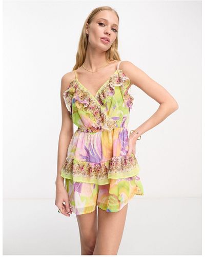 River Island Playsuit Met Ruches - Wit