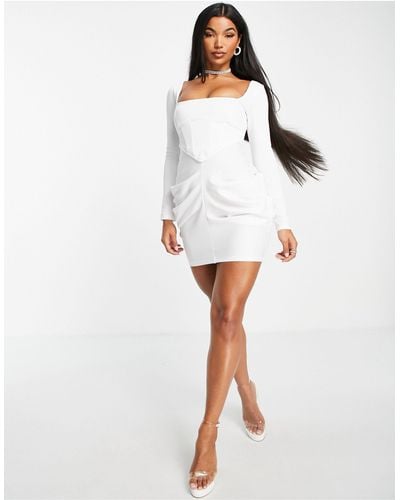 White long sleeve shop corset dress