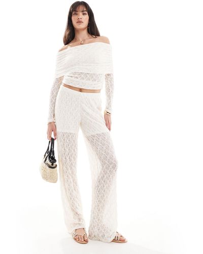 Pieces Lace Trouser Co-ord - White