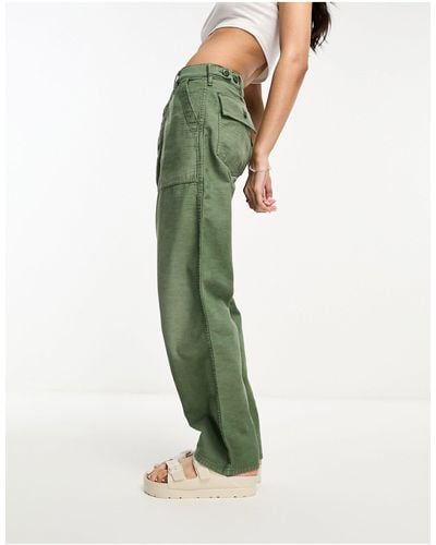 Polo Ralph Lauren Pantaloni alla caviglia stile militare oliva piatti sul davanti - Verde