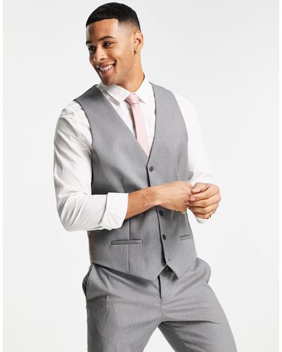 River Island Skinny Suit Waistcoat - Gray