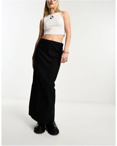 Weekday Grace Maxi Skirt With Back Split - Black