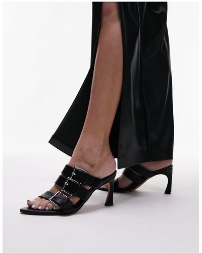 TOPSHOP Gia Pointed Heeled Sandal With Buckles - Black