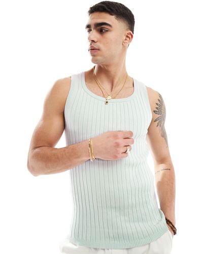 ASOS Muscle Lightweight Knitted Rib Vest - White