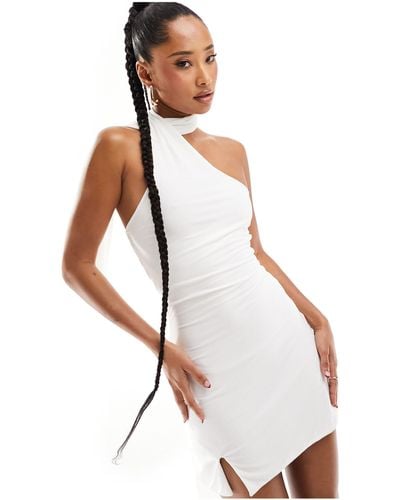 Fashionkilla Sculpted Choker Detail Mini Dress - White
