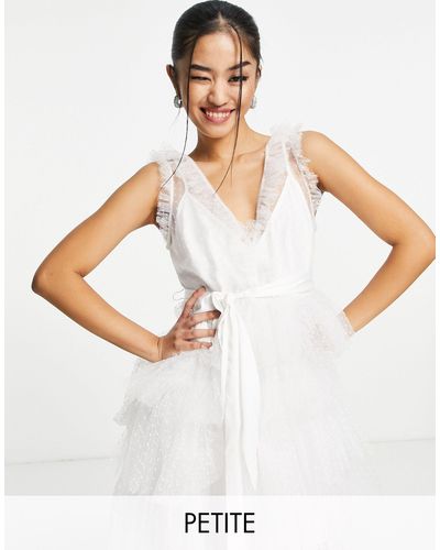 Forever New Tiered Tulle Mini Dress - White
