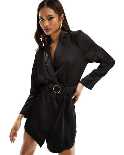 ONLY Belted Satin Blazer Mini Dress - Black