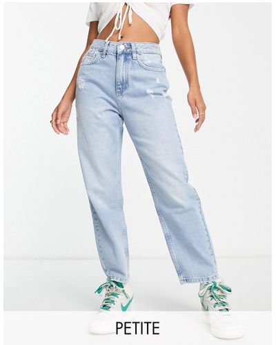 Miss Selfridge Petite - Mom Jeans Met Hoge Taille - Blauw