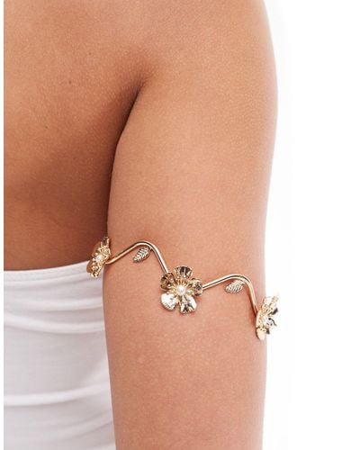 ASOS Arm Cuff With Floral And Leaf Design - White