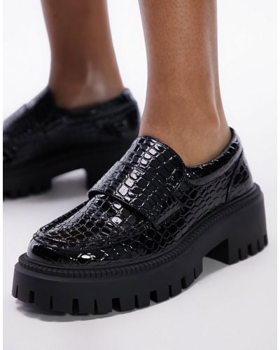 TOPSHOP Wide Fit Lottie Chunky Loafer - Black