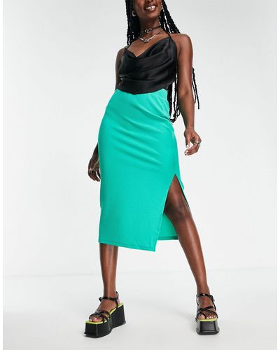 Vero Moda Side Split Skirt - Green