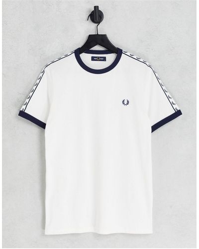 Fred Perry Ringer-t-shirt Met Bies - Wit