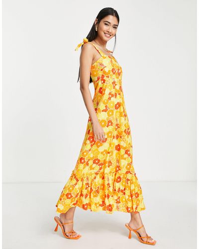 Never Fully Dressed St Clements - Maxi-jurk Met Print - Geel