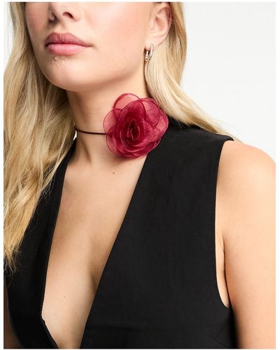 ASOS Choker Necklace With Corsage Detail - Black