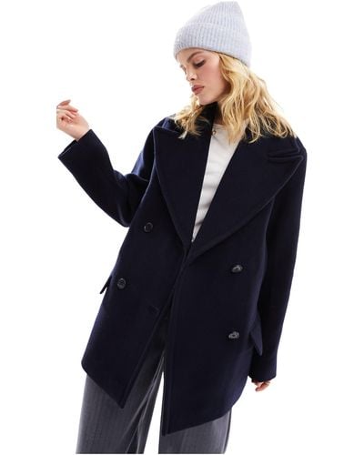 & Other Stories Wool Blend Relaxed Short Coat - Blue