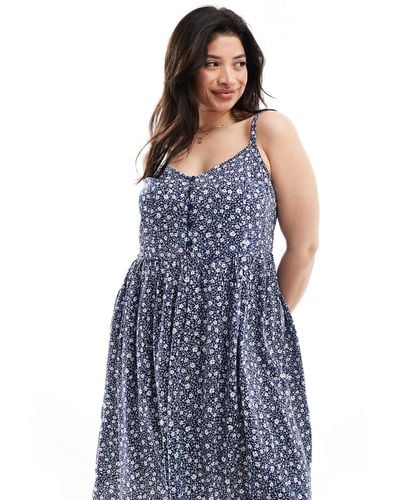 Yours Strappy Cami Maxi Dress - Blue