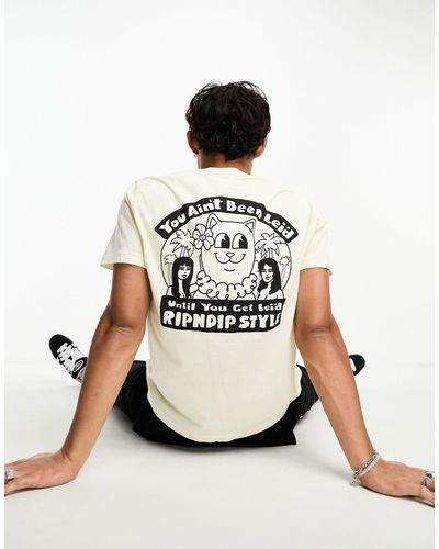 RIPNDIP Ripndip - t-shirt à manches courtes avec imprimé lei'd devant et au dos - beige - Blanc