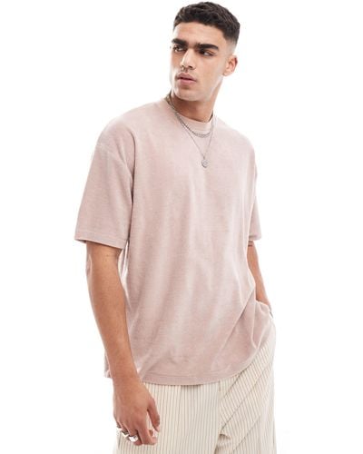ASOS – oversize-t-shirt aus frottee - Pink