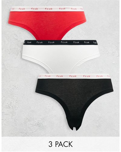 French Connection Fcuk 3 Pack Cheekini Briefs - White