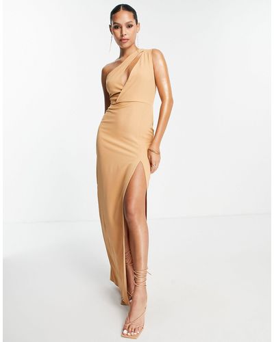 Vesper Robe longue asymétrique à encolure bateau - fauve - Marron