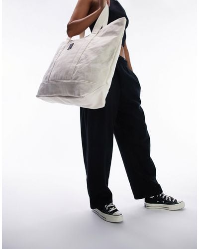 TOPSHOP Tote bag unisexe oversize en toile - Blanc