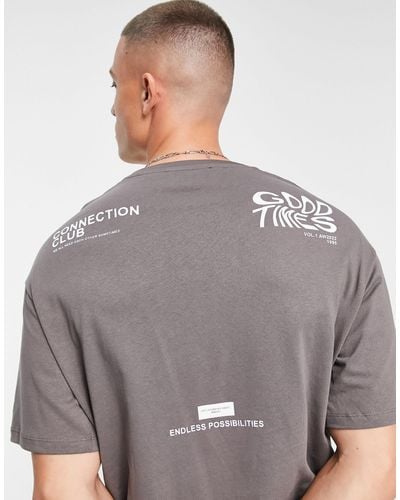 SELECTED Oversized T-shirt Met Connection-print Op - Grijs