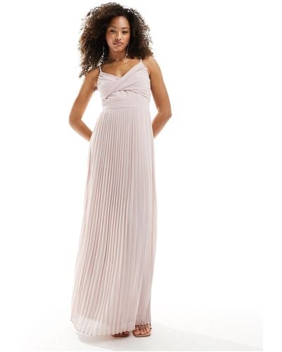 TFNC London Bridesmaid Pleated Wrap Front Maxi Dress - White