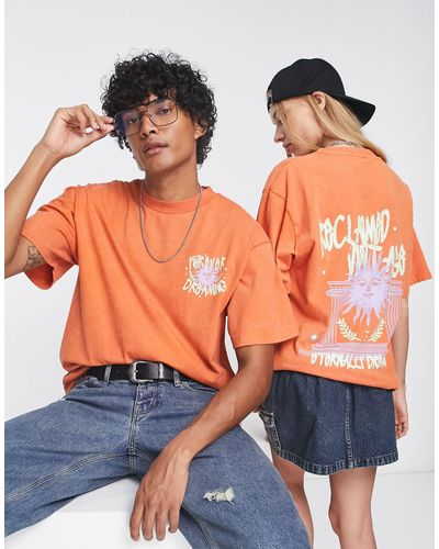 Reclaimed (vintage) Camiseta unisex con estampado "celestial dreams" - Naranja