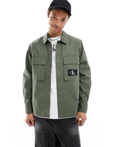 Calvin Klein Camicia giacca multitasche color oliva - Verde